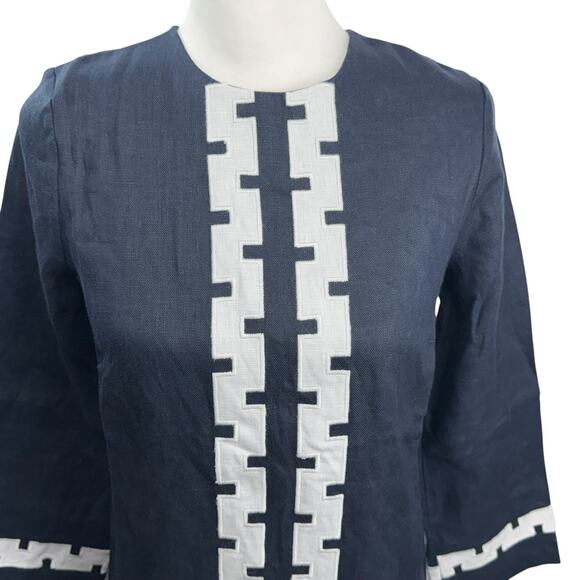 Tuckernuck x Atlantic-Pacific Navy Long 100% Linen Hartman Kaftan Dress Size M - Picture 3 of 10